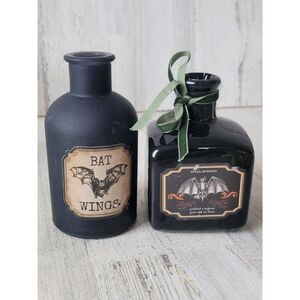 Halloween AS IS bat wing spellbinding Potion bottles set home decor set